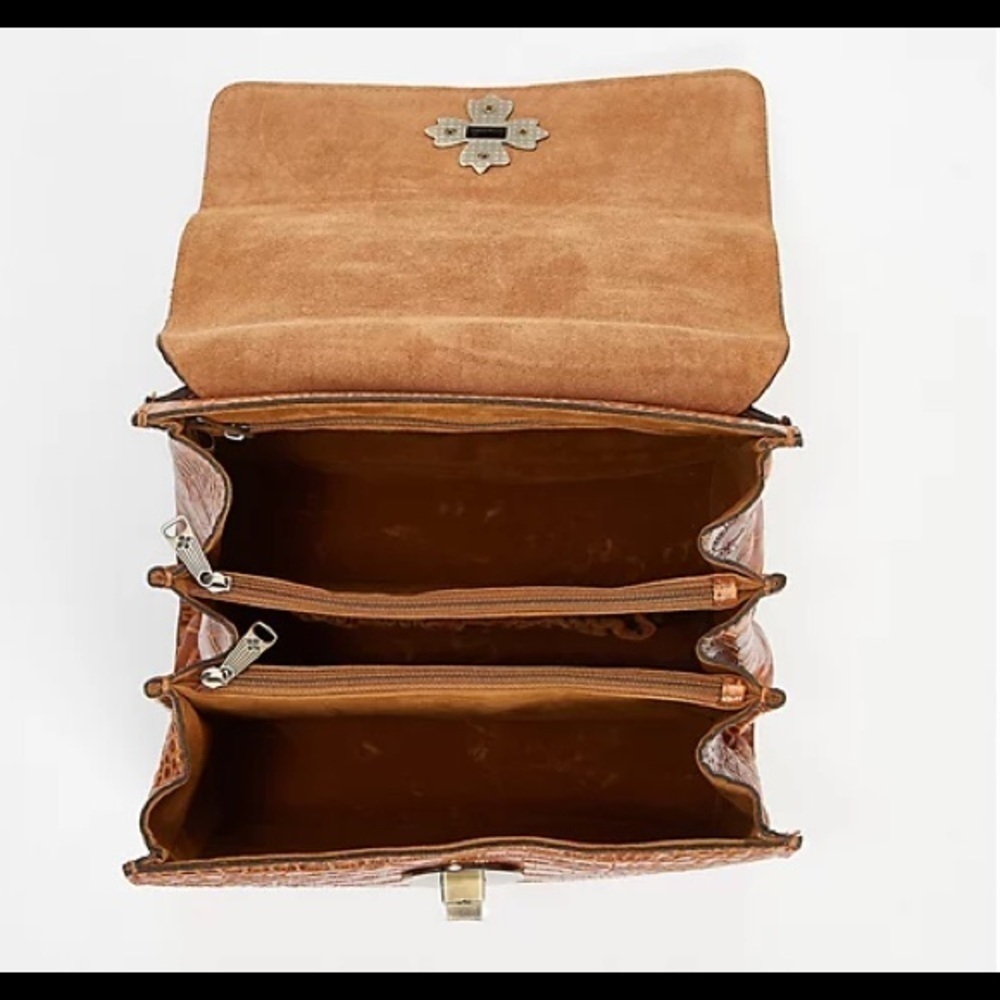 Patricia Nash Croco-Embossed Ellora Multi Compartment Crossbody/ Cognac - Picture 5 of 10